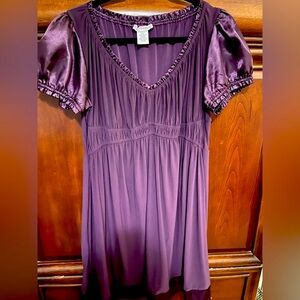Wishes Wishes Wishes Vintage Purple Milkmaid Satin Trim Short Sleeve Dress 2X
